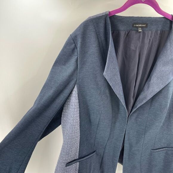 Lane Bryant blazer coat jacket color block navy gray 26 EUC - Picture 13 of 13